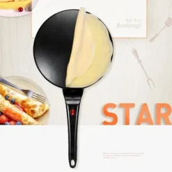 Bärbar elektrisk crêpesmaskin - LUNAVO - 800 W - Svart kristall - Justerbar diameter 21-25 cm - Kompakt - Lätt 1,2 kg