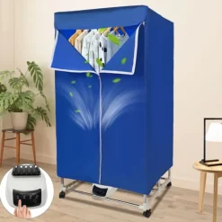 Bärbar hopfällbar elektrisk klädtork, 5-lagers uppvärmd torkställning, pekskärm, 220V, 32 mm, röd