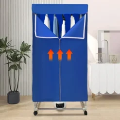 Bärbar hopfällbar elektrisk klädtork, 5-lagers uppvärmd torkställning, pekskärm, 220V, 32 mm, röd