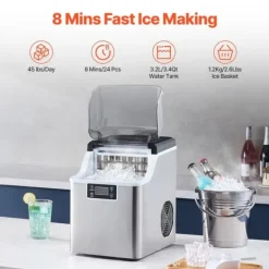 Ismaskiner-Bärbar Ismaskin, Modell för Bänkskiva, 45lbs/24H Produktionskapacitet, Självrengörande, Med Skopkorg