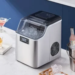 Ismaskiner-Bärbar Ismaskin, Modell för Bänkskiva, 45lbs/24H Produktionskapacitet, Självrengörande, Med Skopkorg