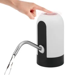 Bärbar LED-ljusflaskvattenpump USB-uppladdningsbar dispenser för hemmakontor (vit)