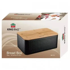 Brödlådor & Brödpåsar-BRÖDBAGARE AV STÅL MED BAMBUBRÄDA KINGHOFF KH-1713