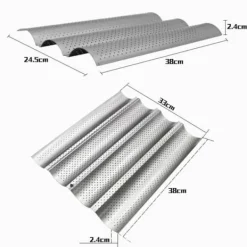 Bakning-Brödform - Fransk våg - Kolstål - Silver - 3 och 4 platser - Non-stick
