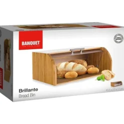 Brödlådor & Brödpåsar-Brödkorg - BANKETT - GLANSIG - Bambus - 40,5 x 27 x 17 cm - Lock i plast