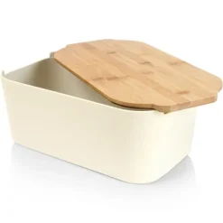 Brödlådor & Brödpåsar-Brödkärl för frallor med bambubräda för kök