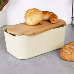 Brödlådor & Brödpåsar-Brödkärl för frallor med bambubräda för kök