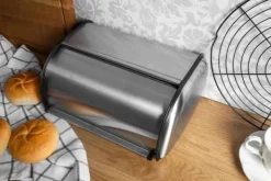 Brödlådor & Brödpåsar-Brödkärl i stål 44cm, silversatin, BRUNBESTE BB-2756