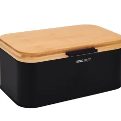 Brödlådor & Brödpåsar-Brödkärl i stål med bambuöverdrag KINGHOFF KH-1735