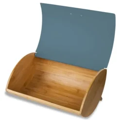 Brödlådor & Brödpåsar-Brödlåda av bambuträ med lock av lackat rostfritt stål