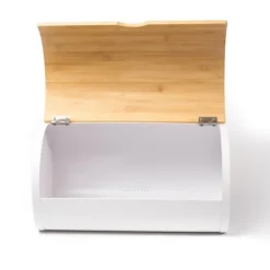 Brödlådor & Brödpåsar-Brödlåda av lackerat stål med lock i bambu