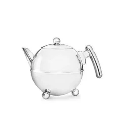 Kaffe- & Tekannor-bredemeijer Bella Ronde dubbelväggig tekanna 075-liters rostfritt stål blank finish med kromdetaljer