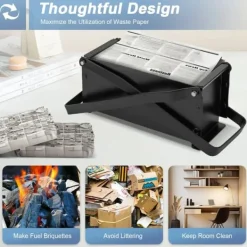 Brikettpress - Tidnings-/pappersbrikettpress - Återvinn tidningar till bränslebriketter - Svart