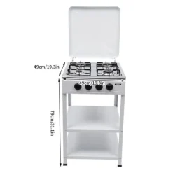 Spisar-4-brännare Gaskök, Rostfritt Stål, Bärbar Design, Vindskydd,VIT