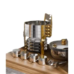 Tillbehör För Matservering-Buffetset för värmeskålar, rostfritt stål, vikbar ställning,4 pack guld