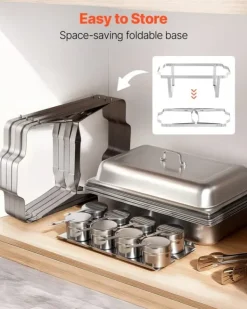 Tillbehör För Matservering-Buffévärmare Varmhållningsfat - Rektangulär 4-pack 9,91 L - Rostfritt Stål - Lock & Bränslehållare - 2 Mattänger - För Buffé, Fest, Bröllop - Silver | CDON