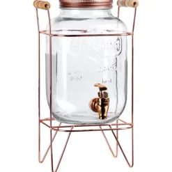 Dryckesautomater-Burk Beverages Stor dispenserburk i glas med kran och stativ 4,2L