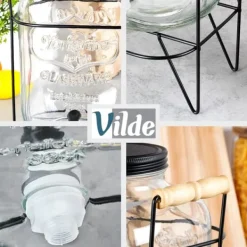 Dryckesautomater-Burk för drycker med kran och stativ, svart, kran för dryck, vatten, lemonad, 4,2L, VILDE 139600