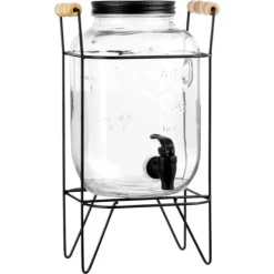 Dryckesautomater-Burk för drycker med kran och stativ, svart, kran för dryck, vatten, lemonad, 4,2L, VILDE 139600