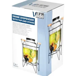 Dryckesautomater-Burk för drycker med kran och stativ, svart, kran för dryck, vatten, lemonad, 4,2L, VILDE 139600