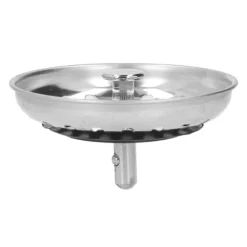 Byte av sil vid diskbänk i rostfritt stål med bottenpropp