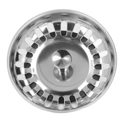 Byte av sil vid diskbänk i rostfritt stål med bottenpropp