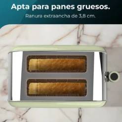 Brödrostar & Brödgrillar-Cecotec Steel toaster with double short slot, 850 W power, and warming rack.