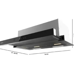 Cecotec Utsugningsfläkt 70cm Teleskopisk Bolero Flux TLT 704400 Glas Svart A+++. Sugning 431,2m³/h, Låg Energiförbrukning, Motor