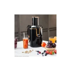 Cecotec 1300-W slow juicer with titanium-coated disc and XXL inlet mouth.