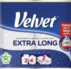 Cellulosahanddukar i rulle VELVET The Longest, 2-lagers, 90 ark, 2 st., vita 100 % cellulosa VLK-5110082