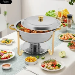 Tillbehör För Matservering-Chafing Dish Bufféset - Buffévärmare - 4 delar - 4,5 L per kärl - För fest & bröllop - Guld