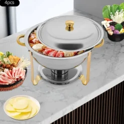 Tillbehör För Matservering-Chafing Dish Bufféset - Buffévärmare - 4 delar - 4,5 L per kärl - För fest & bröllop - Guld