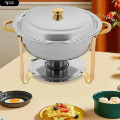 Tillbehör För Matservering-Chafing Dish Bufféset - Buffévärmare - 4 delar - 4,5 L per kärl - För fest & bröllop - Guld