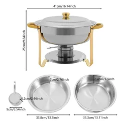 Tillbehör För Matservering-Chafing Dish Bufféset - Buffévärmare - 4 delar - 4,5 L per kärl - För fest & bröllop - Guld