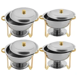Tillbehör För Matservering-Chafing dish bufféset, 4,5 L matvärmare, rostfritt stål, guld, alkoholbränsle, självservering för fester/bröllop