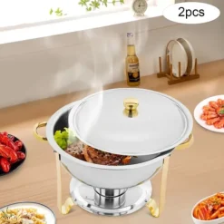 Tillbehör För Matservering-Chafing dish bufféset, 4,5 L matvärmare, rostfritt stål, guld, alkoholbränsle, självservering för fester/bröllop