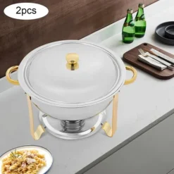 Tillbehör För Matservering-Chafing dish bufféset, 4,5 L matvärmare, rostfritt stål, guld, alkoholbränsle, självservering för fester/bröllop