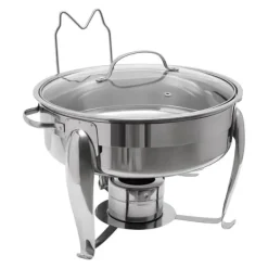 Tillbehör För Matservering-Chafing Dish Buffévärmare - Rund Alkoholdriven - 6 l - Glaslock - Rostfritt Stål - För Buffé & Fest