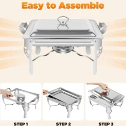 Tillbehör För Matservering-Chafing Dish buffévärmare, vit, 6/9 L, 3×3 L insatser, för storkök, catering & buffé