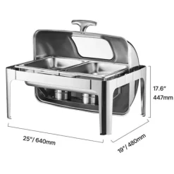 Chafing Dish, Hållbar Rostfritt Stål, Rulltoppsdesign,Silverfärgad