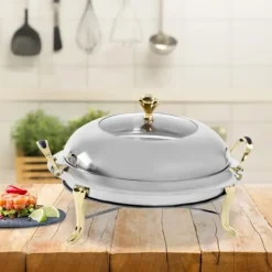 Tillbehör För Matservering-Chafing Dish, 3L Kapacitet, Idealisk för Catering,Silver-Guld