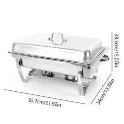 Chafing Dish, 9L Total Kapacitet, Rostfritt Stål, Elegant Design