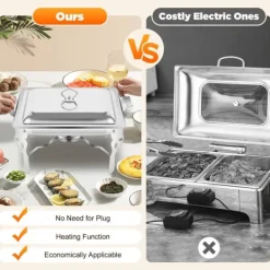 Tillbehör För Matservering-Chafing dish, matvärmare i rostfritt stål, silver, för buffé, catering och storkök