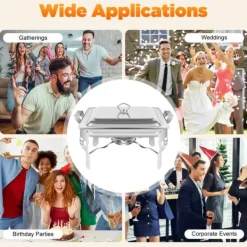 Tillbehör För Matservering-Chafing dish, matvärmare i rostfritt stål, silver, för buffé, catering och storkök