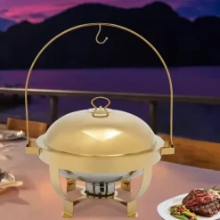 Chafing Dish, Rostfritt Stål, 8 Liters Kapacitet, 23,5 x 14,5 x 12 tum Mått, Bufféservering Kompatibilitet, Brandsäkra Handtag