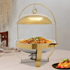 Chafing Dish, Rostfritt Stål, 8 Liters Kapacitet, 23,5 x 14,5 x 12 tum Mått, Bufféservering Kompatibilitet, Brandsäkra Handtag