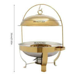 Chafing Dish, Rostfritt Stål, 8 Liters Kapacitet, 23,5 x 14,5 x 12 tum Mått, Bufféservering Kompatibilitet, Brandsäkra Handtag