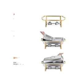 Chafing Dish Set, Rostfritt Stål, Bufféserveringspannor,guld