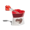 Fondueset-Chokladfondue-maskin - C Deco - Röd hjärta - 4 gafflar - Keramik - För vuxna
