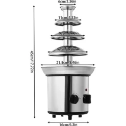 Fondueset-Chokladfontän, rostfritt stål, 18L kapacitet,Silver